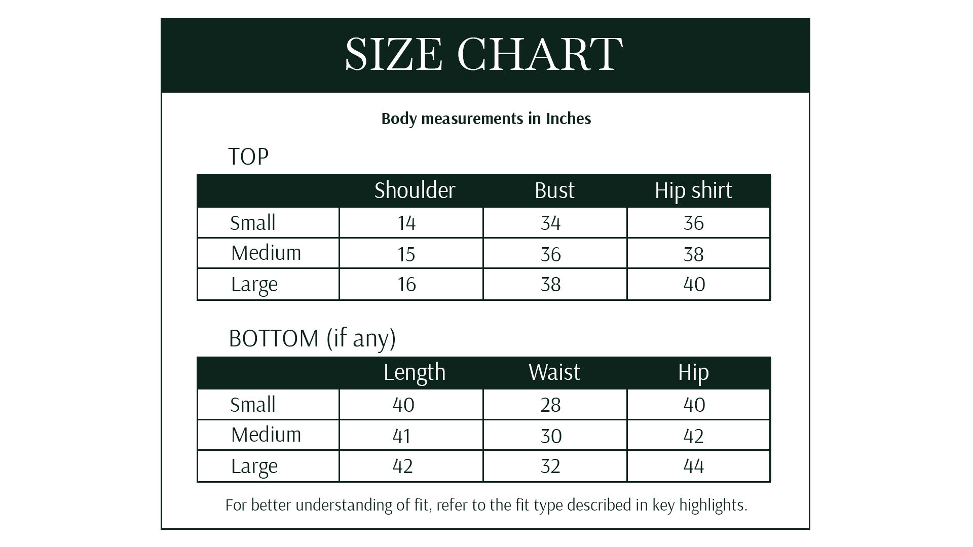 Size Chart